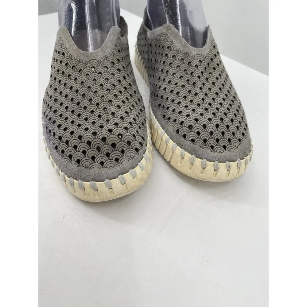 Ilse Jacobsen Shoes US 7.5 EU 38 Gray Tulip Flats Comfort Perforated Slip On